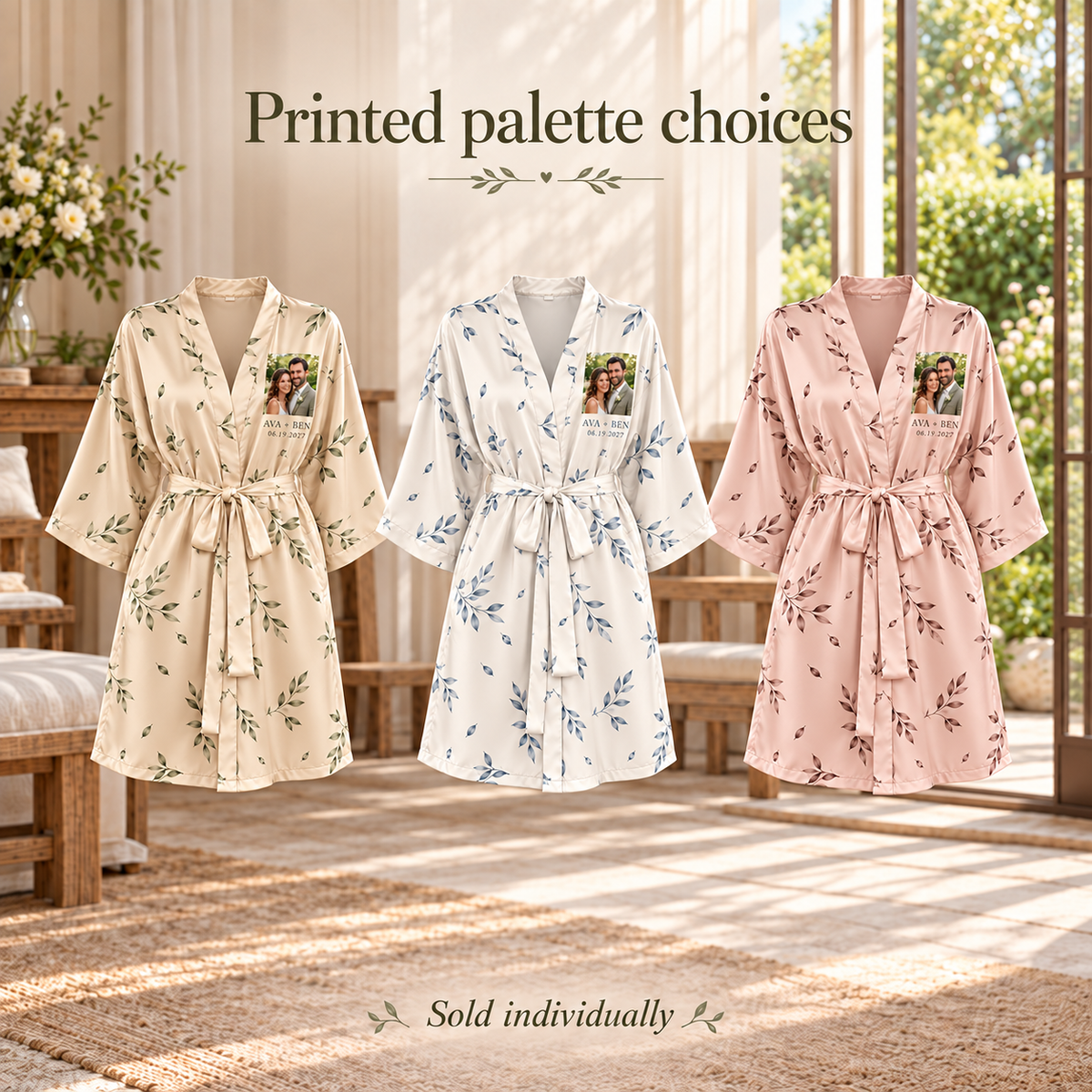 Our Portrait Personalized Satin Robe; artwork palettes. One Day for Lifetime