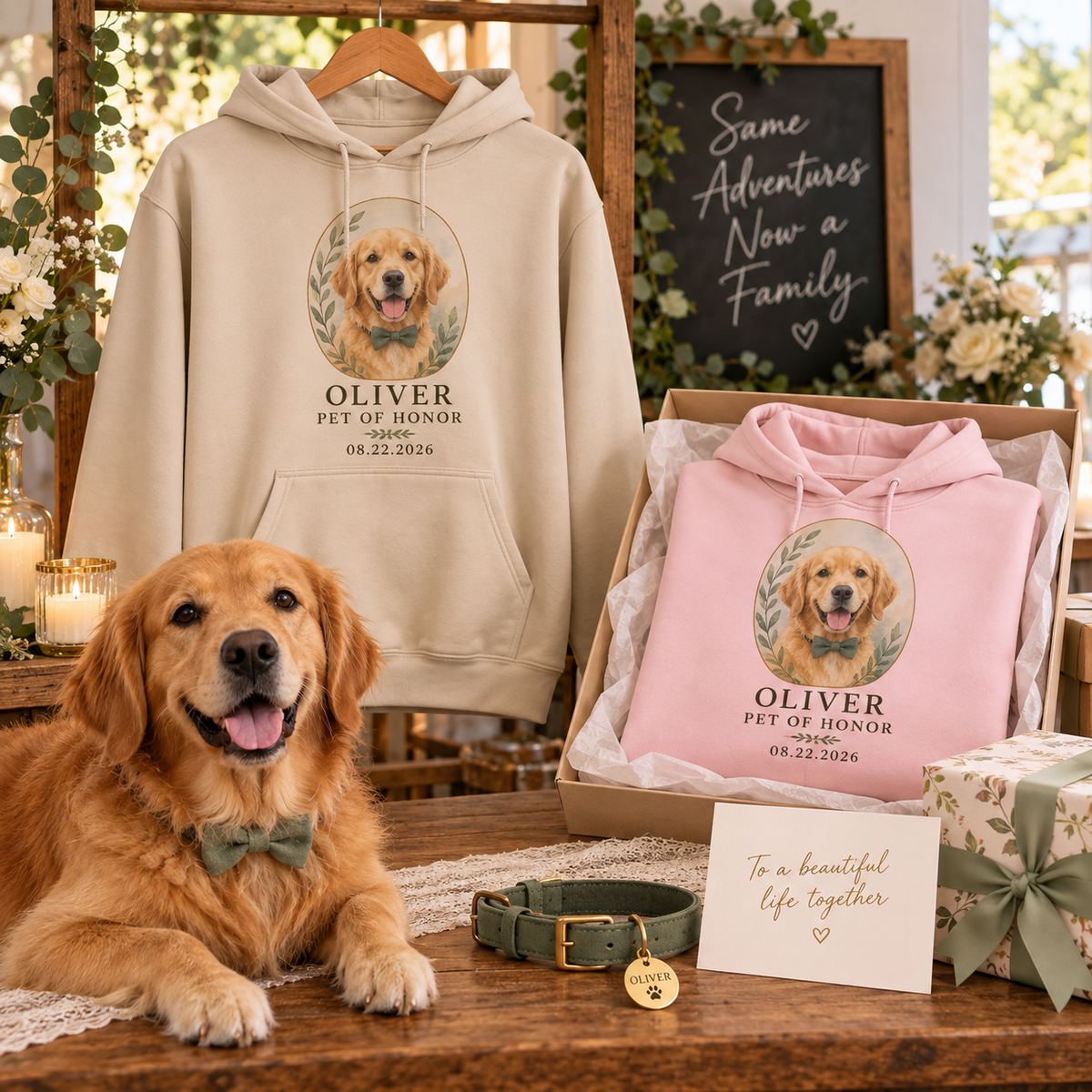 Pet of Honor Hoodie; multi product view. One Day for Lifetime