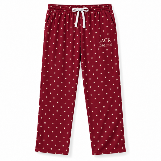 Burgundy Stars personalized mens lounge pants - hero