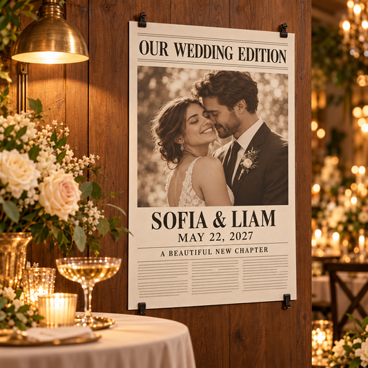 Our Wedding Edition Personalized Wedding Poster; hero. One Day for Lifetime