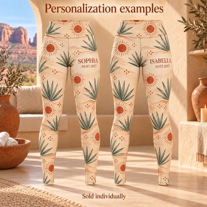 Desert Retreat Personalized Leggings; personalization examples. One Day for Lifetime