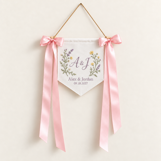 Meadow Weekend Embroidered Pennant Banner; hero. One Day for Lifetime