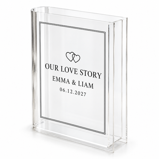 Linked Hearts personalized acrylic book vase - hero