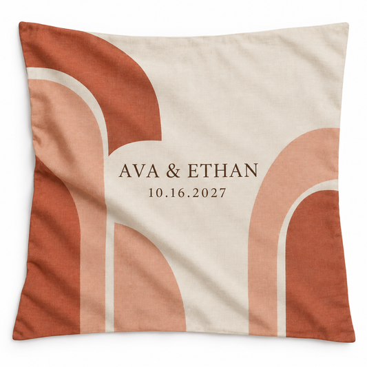 Terracotta Arches personalized wedding pillow cover - hero