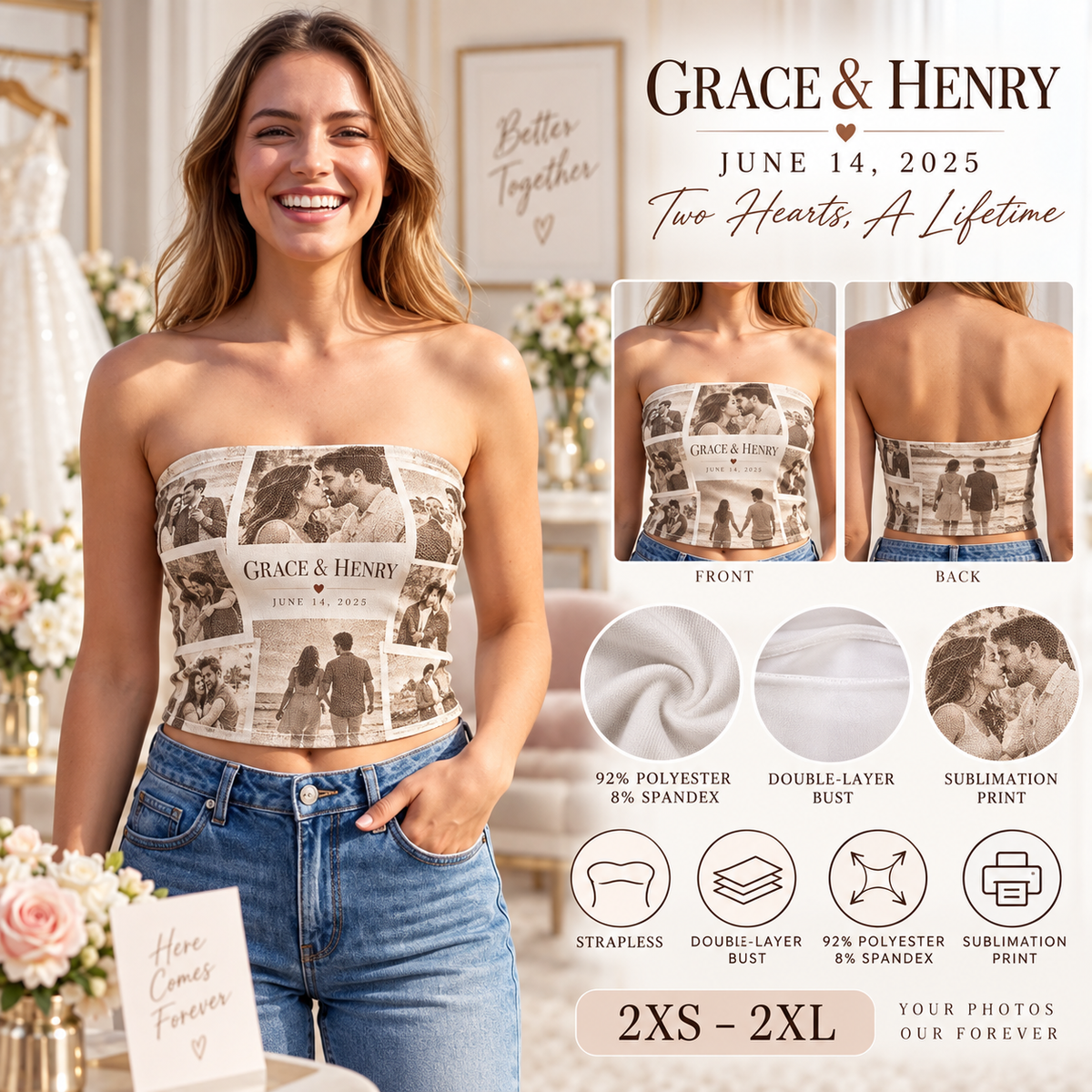 Photo Love Story | Personalized Tube Top - info
