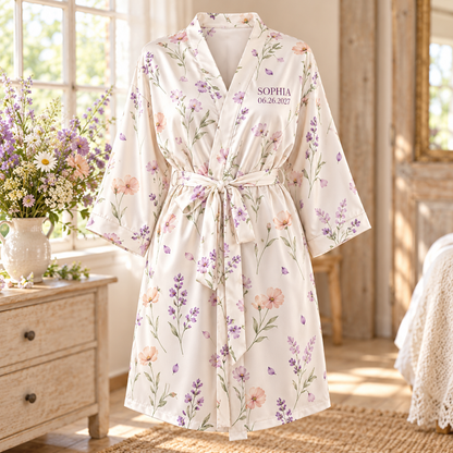 Wildflower Morning Personalized Satin Robe; hero. One Day for Lifetime