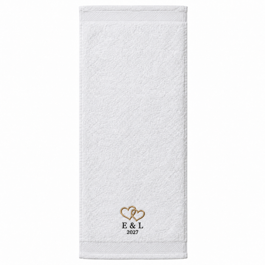 Linked Hearts personalized embroidered bath towel - hero
