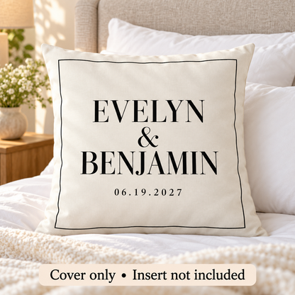 Ivory Editorial personalized wedding pillow cover - bedroom