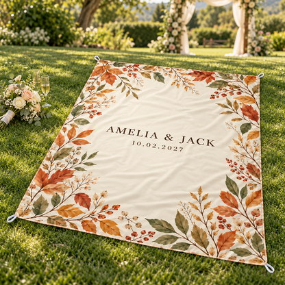 Autumn Botanical personalized sand-proof beach blanket - outdoor wedding