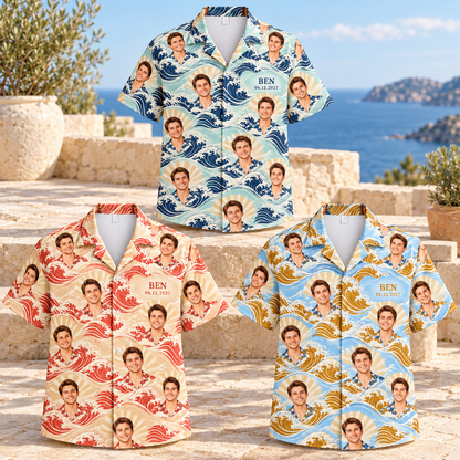 Groom Portrait Getaway Hawaiian Shirt; artwork palettes. One Day for Lifetime