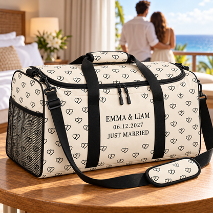 Linked Hearts personalized travel duffel bag - resort