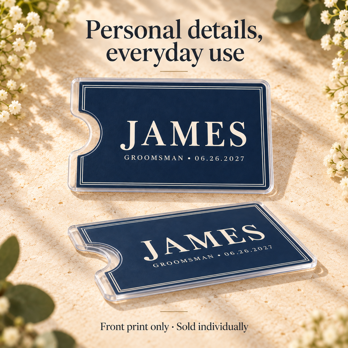 Classic Groomsman Card Sleeve; design details. One Day for Lifetime