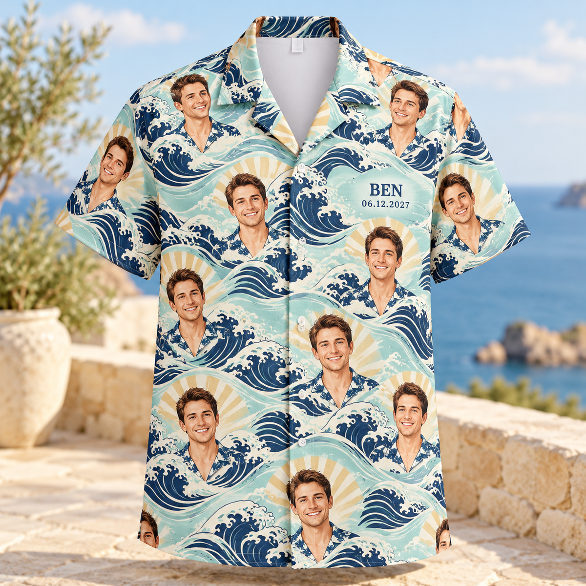 Groom Portrait Getaway Hawaiian Shirt; hero. One Day for Lifetime