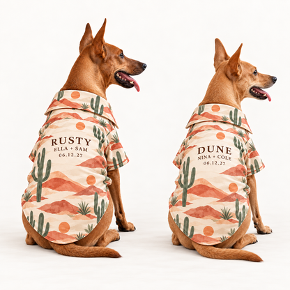 Desert Destination Pet Hawaiian Shirt; alternate personalization. One Day for Lifetime