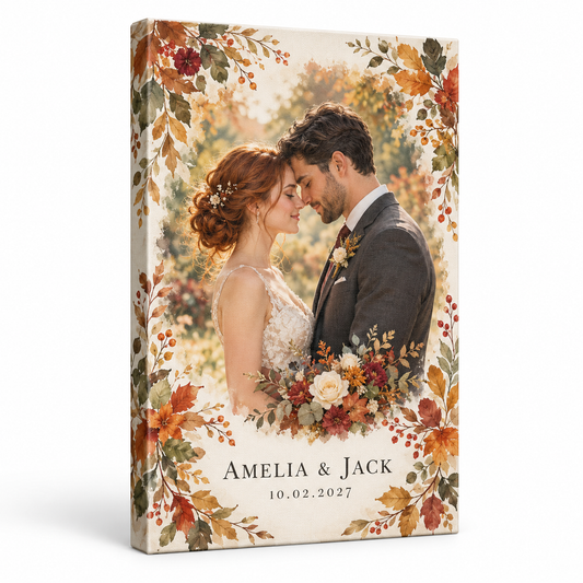 Autumn personalized wedding canvas print - hero
