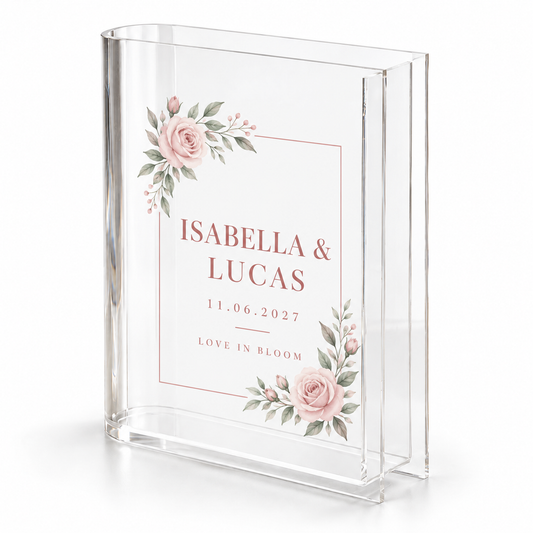 Blush Roses personalized acrylic book vase - hero