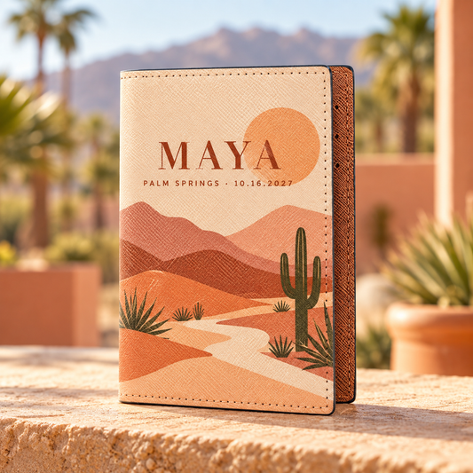 Desert Elopement PU Passport Wallet; hero. One Day for Lifetime