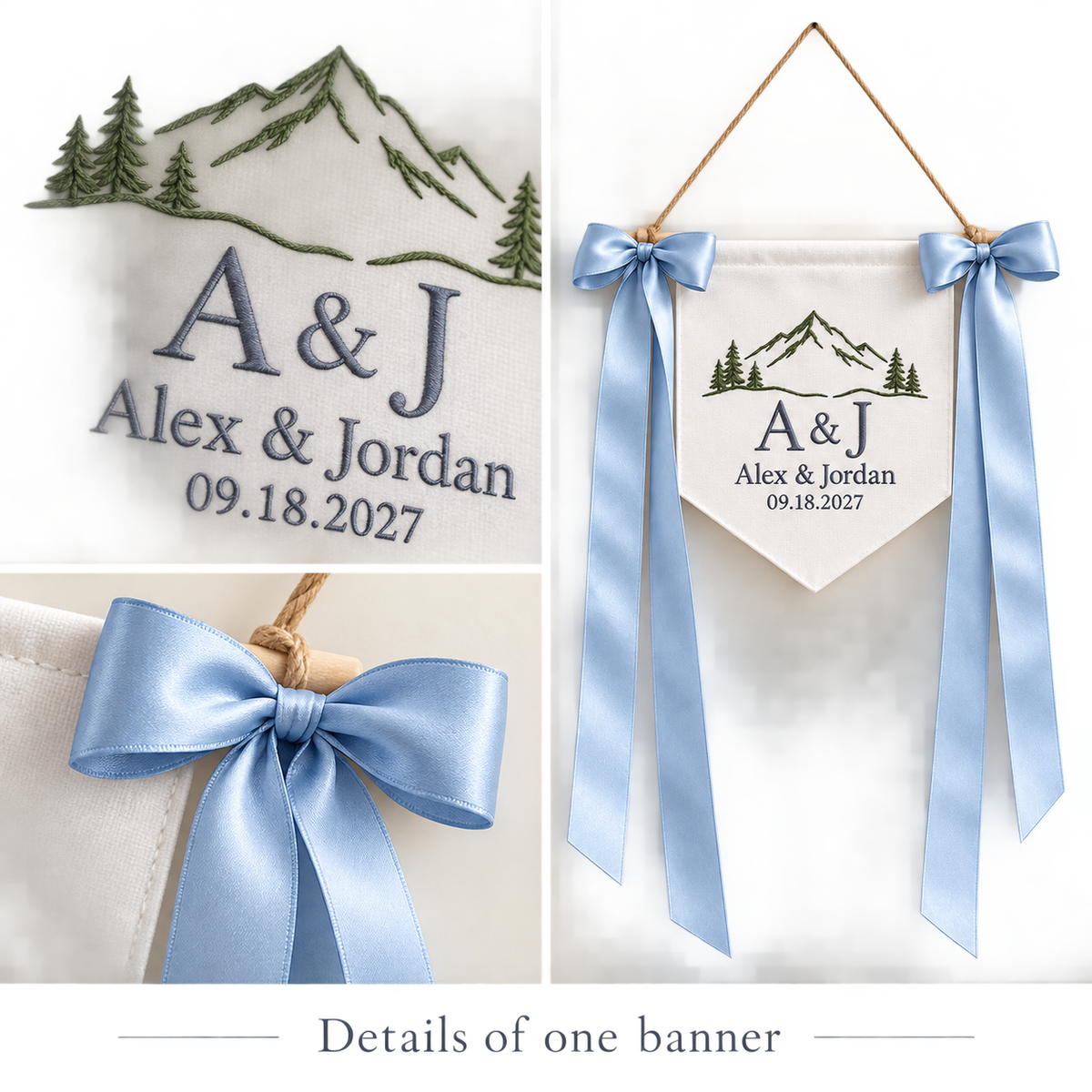 Mountain Promise Embroidered Pennant Banner; detail. One Day for Lifetime