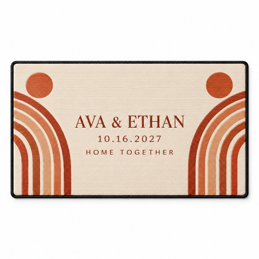 Terracotta Arches personalized wedding doormat - isolated