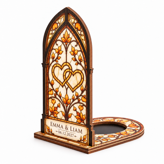 Ivory Amber Linked Hearts suncatcher candle holder - hero