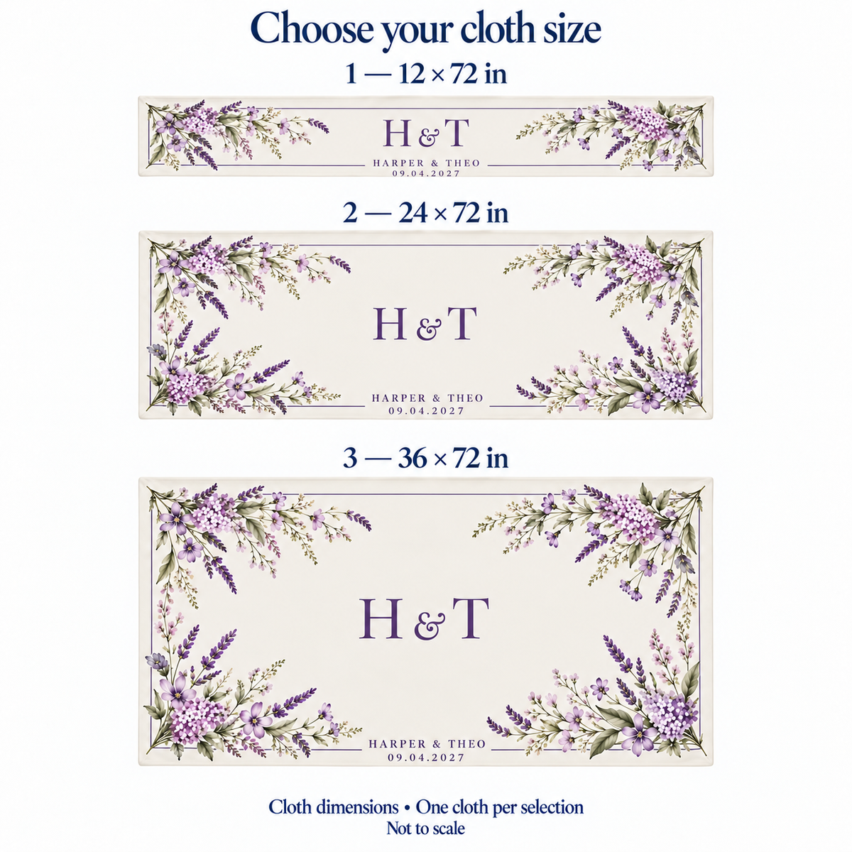 Lilac Meadow wedding table cloth - size options