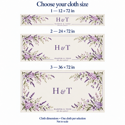 Lilac Meadow wedding table cloth - size options
