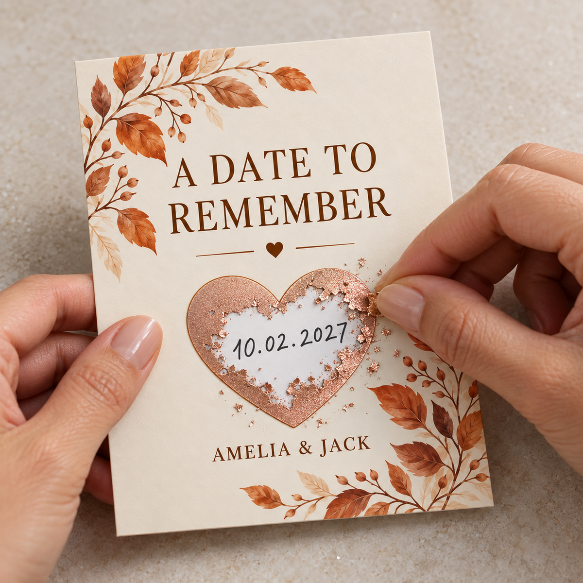 Autumn Date personalized scratch-off card - scratch reveal
