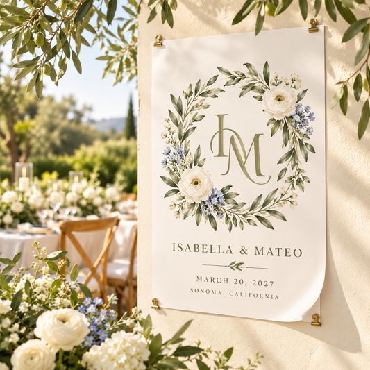 Botanical Name Crest Personalized Wedding Poster; hero. One Day for Lifetime
