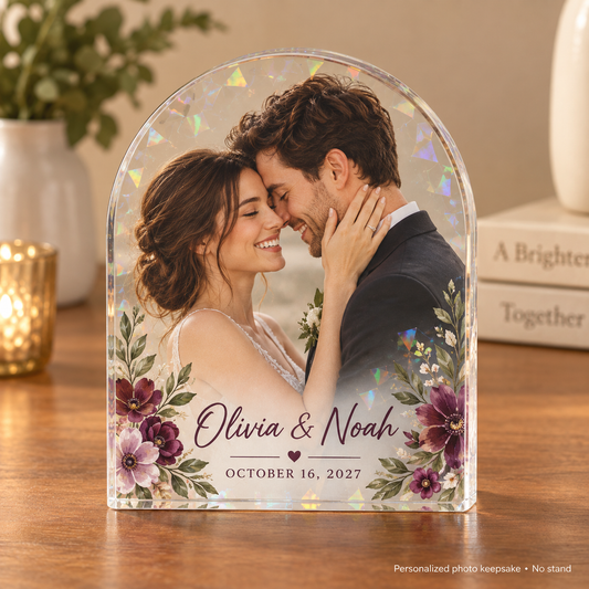Forever in Bloom | Personalized Hologram Photo Plaque - front