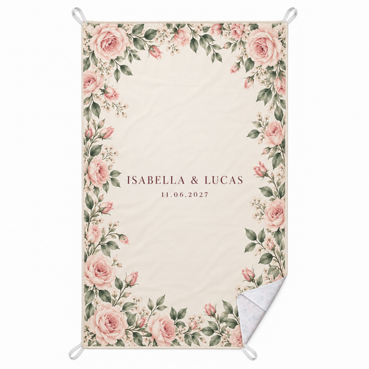 Blush Roses personalized sand-proof beach blanket - hero