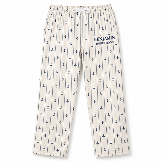 Nautical Stripe personalized mens lounge pants - hero