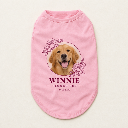 Flower Pup Portrait Pet Tank Top; hero. One Day for Lifetime