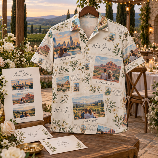 Love Story Postcards Short Sleeve Button-Down Shirt; hero. One Day for Lifetime