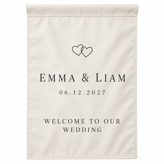 Ivory Linked Hearts personalized wedding garden flag - hero