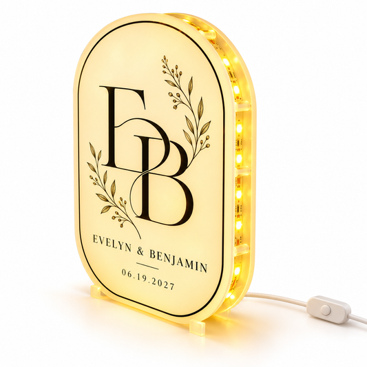 Ivory Monogram personalized photo led light box - hero