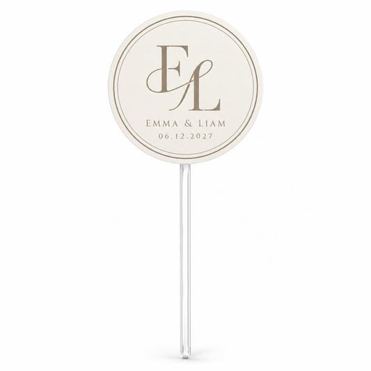 Minimal Monogram personalized wedding cupcake topper - hero