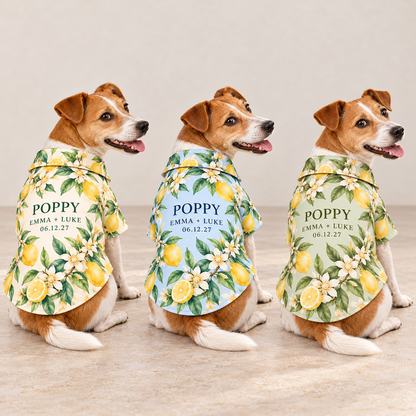 Citrus Welcome Party Pet Hawaiian Shirt; colorway variants. One Day for Lifetime