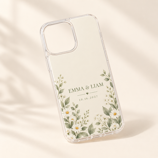 Botanical Vows Magnetic Clear Phone Case; hero. One Day for Lifetime