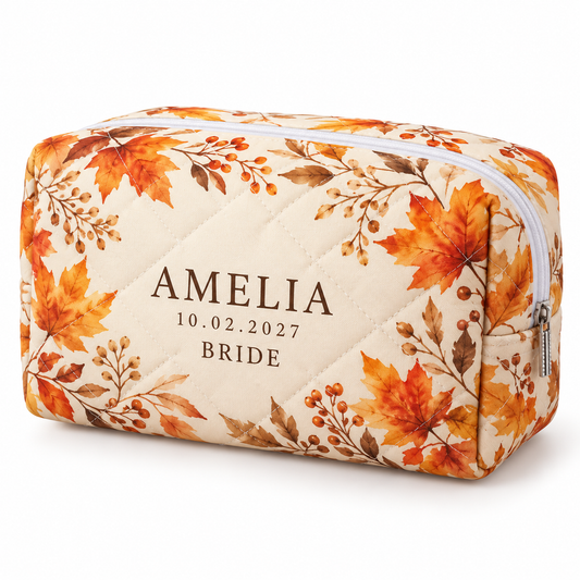 Amber Autumn quilted makeup pouch - hero