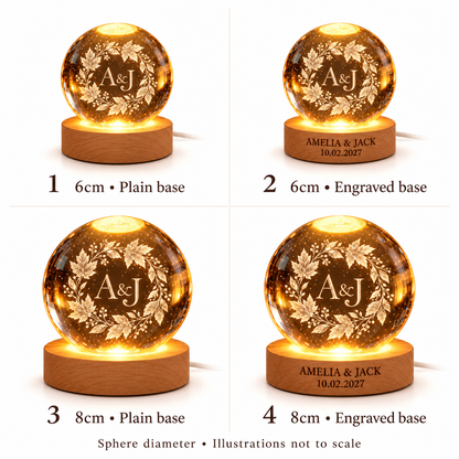 Autumn Wreath personalized crystal ball led keepsake - options