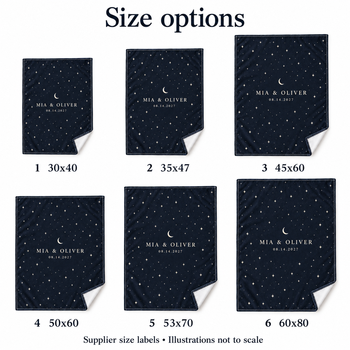 Navy Starry Field personalized fleece blanket - size options