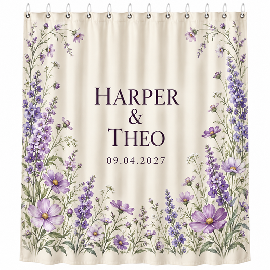 Lilac Wildflower personalized shower curtain - isolated