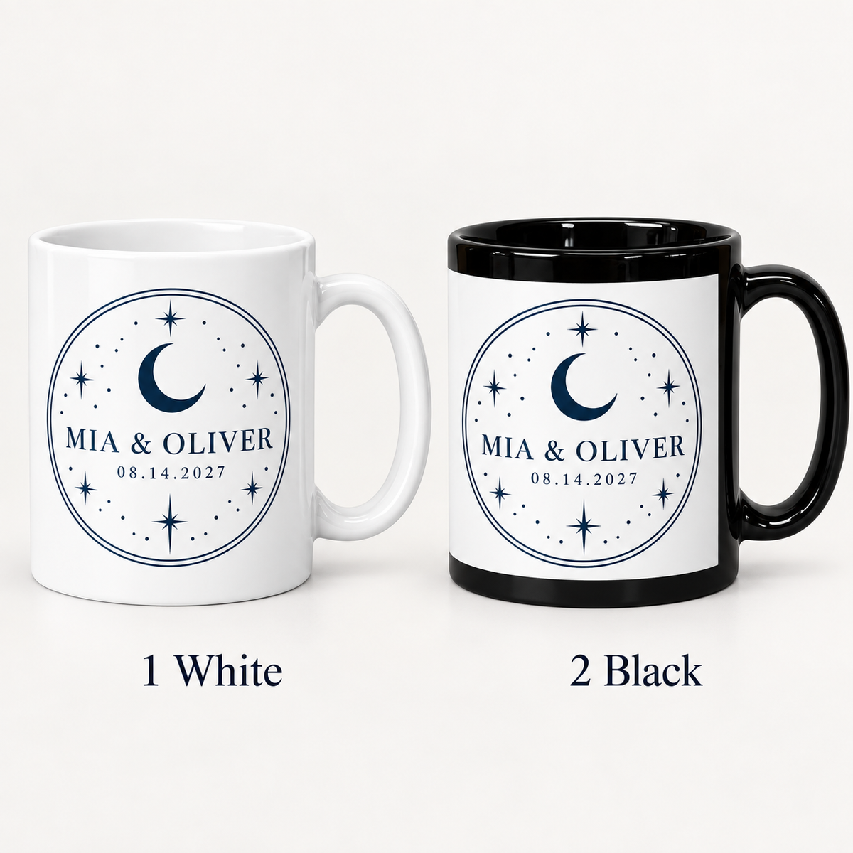 Navy Celestial personalized wedding ceramic mug - options