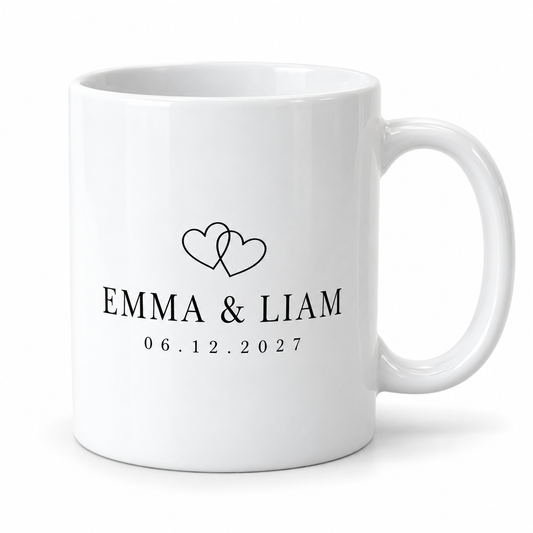 Linked Hearts personalized wedding ceramic mug - hero