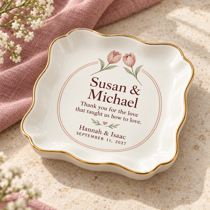 Thank You for the Love | Personalized Ceramic Ring Dish - three quarter
