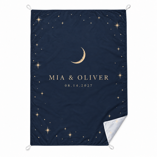Navy Celestial personalized sand-proof beach blanket - hero