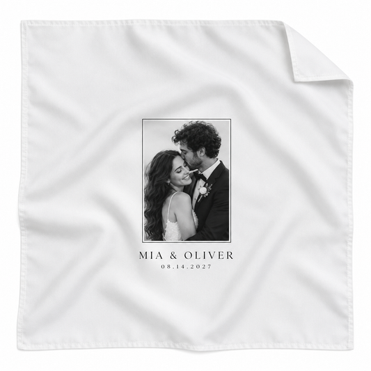 Monochrome Photo printed satin wedding handkerchief - hero