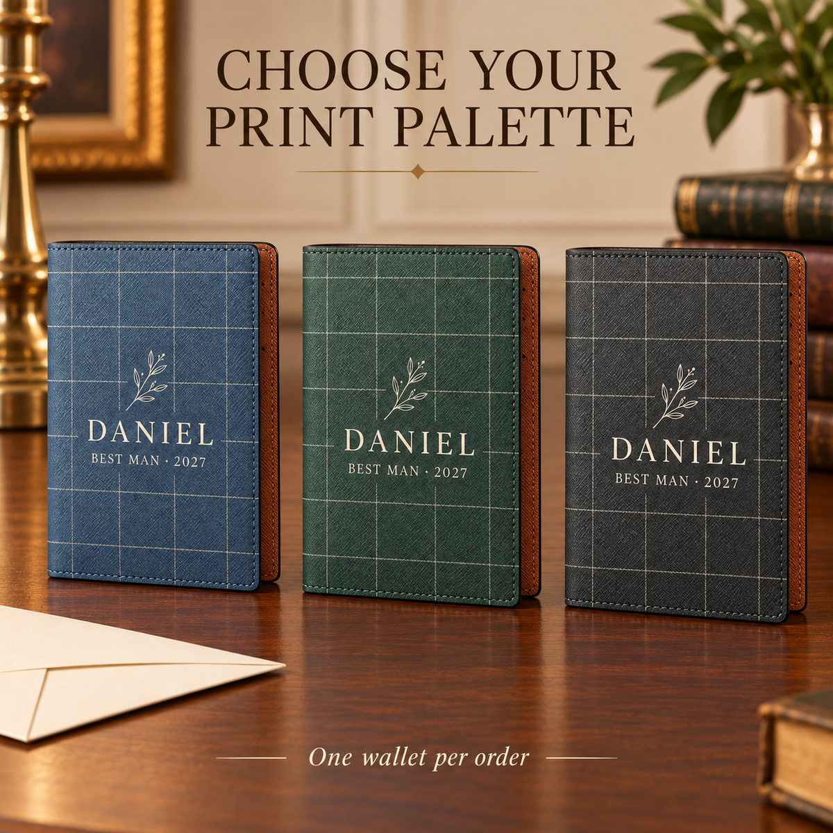 Classic Wedding Party PU Passport Wallet; print palettes. One Day for Lifetime