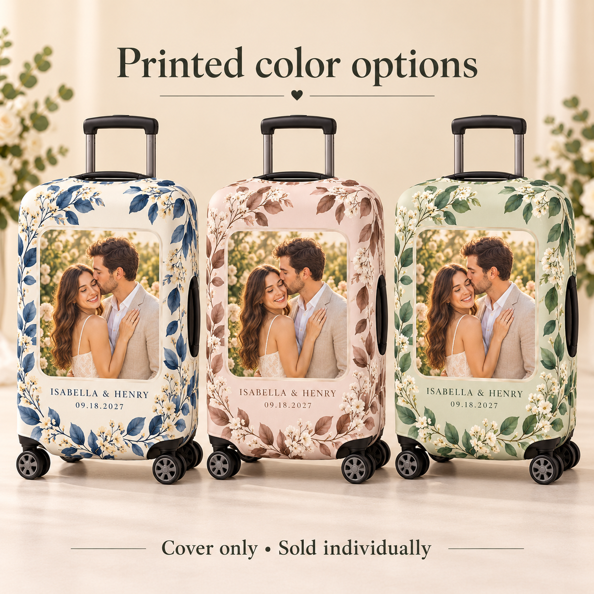 Engagement Photo Keepsake Luggage Cover; print palettes. One Day for Lifetime