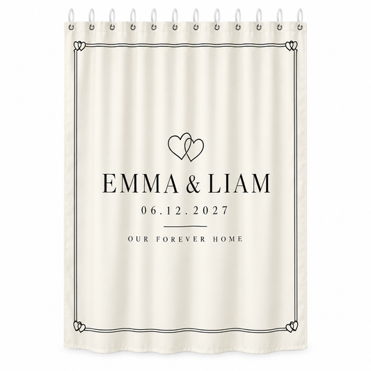 Linked Hearts personalized shower curtain - isolated